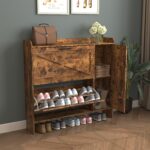 Shoe Storage Cabinet with 2 Flip Drawers, Brown - 图片 8