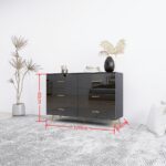High Glossy Surface 6 Drawers Chest of Drawer with Golden Handle and Golden Steel Legs Black Color Vanity - 图片 3