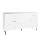 Seven Drawers Large Chest of Drawer Cabinet with Golden Handle and Golden Legs White Color - 图片 11