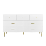Seven Drawers Large Chest of Drawer Cabinet with Golden Handle and Golden Legs White Color - 图片 9