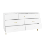 Seven Drawers Large Chest of Drawer Cabinet with Golden Handle and Golden Legs White Color - 图片 8