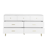 Seven Drawers Large Chest of Drawer Cabinet with Golden Handle and Golden Legs White Color - 图片 12