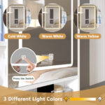 Makeup Vanity Desk with 3-Color LED Lights and Mirror, White