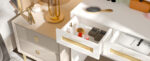 Makeup Vanity Desk with 3-Color LED Lights and Mirror, White - 图片 3