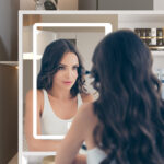 Makeup Vanity Desk with 3-Color LED Lights and Mirror, White - 图片 6