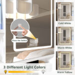 Makeup Vanity Desk with 3-Color LED Lights and Mirror, White - 图片 8