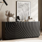 Buffet Cabinet Sideboard with 4 Doors, Modern Accent Storage, Black