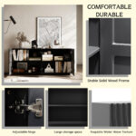 Buffet Cabinet Sideboard with 4 Doors, Modern Accent Storage, Black - 图片 5