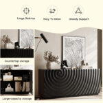 Buffet Cabinet Sideboard with 4 Doors, Modern Accent Storage, Black - 图片 6