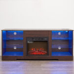 TV Stand with Electric Fireplace, LED Lights, Espresso - 图片 6