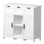 Wooden Floor Storage Cabinet with Drawers and Shelves, White - 图片 2