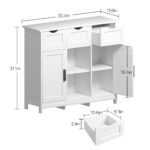 Wooden Floor Storage Cabinet with Drawers and Shelves, White - 图片 6
