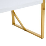 Industrial Rectangular White Dining Table with Golden Metal Legs - 图片 8