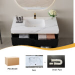 35.4" Modern Bathroom Vanity with Undermount Sink, Sintered Stone Top, Black