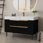 35.4" Modern Bathroom Vanity with Undermount Sink, Sintered Stone Top, Black - 图片 3