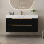 35.4" Modern Bathroom Vanity with Undermount Sink, Sintered Stone Top, Black - 图片 4
