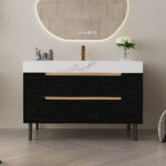 35.4" Modern Bathroom Vanity with Undermount Sink, Sintered Stone Top, Black - 图片 5