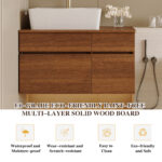 31.5" Floating Single Bathroom Vanity with Sink, White and Walnut - 图片 2