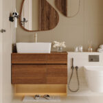 31.5" Floating Single Bathroom Vanity with Sink, White and Walnut - 图片 3