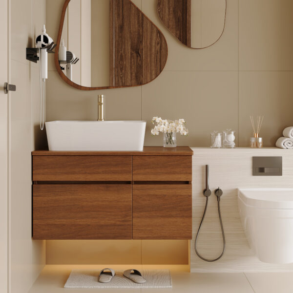 Vanity in bathroom