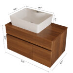 31.5" Floating Single Bathroom Vanity with Sink, White and Walnut - 图片 4