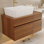 31.5" Floating Single Bathroom Vanity with Sink, White and Walnut - 图片 5