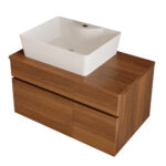 31.5" Floating Single Bathroom Vanity with Sink, White and Walnut - 图片 6