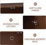 4-Door Accent Cabinet with Carved Solid Wood Doors, Natural Walnut - 图片 5