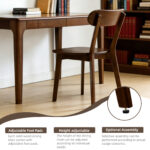 Solid Wood Dining Chairs Set of 2, Mid-Century Modern, Walnut