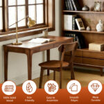 Solid Wood Dining Chairs Set of 2, Mid-Century Modern, Walnut - 图片 4