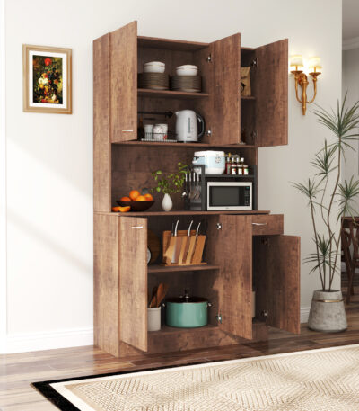 70.87″ Tall Wardrobe Cabinet with 6 Doors, Walnut for OEM wardrobe cabinet manufacturing by VF Living