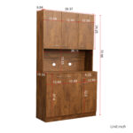 70.87" Tall Wardrobe Cabinet with 6 Doors, Walnut - 图片 4