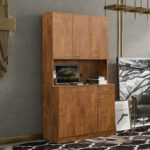 70.87" Tall Wardrobe Cabinet with 6 Doors, Walnut - 图片 8