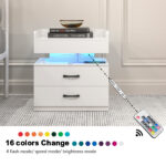 1 Set Nightstand with Adjustable LED Strip Light, 2-drawers, Large Storage Space, Suitable for Bedside Table, Coffee Table, Sofa Side Table or End Table for Study Desk - 图片 9