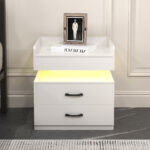 1 Set Nightstand with Adjustable LED Strip Light, 2-drawers, Large Storage Space, Suitable for Bedside Table, Coffee Table, Sofa Side Table or End Table for Study Desk - 图片 11