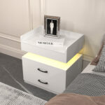 1 Set Nightstand with Adjustable LED Strip Light, 2-drawers, Large Storage Space, Suitable for Bedside Table, Coffee Table, Sofa Side Table or End Table for Study Desk - 图片 5