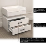 1 Set Nightstand with Adjustable LED Strip Light, 2-drawers, Large Storage Space, Suitable for Bedside Table, Coffee Table, Sofa Side Table or End Table for Study Desk - 图片 3