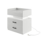 1 Set Nightstand with Adjustable LED Strip Light, 2-drawers, Large Storage Space, Suitable for Bedside Table, Coffee Table, Sofa Side Table or End Table for Study Desk - 图片 8