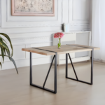 55" Modern Rustic Industrial Dining Table for 4-6 People, Wood Color