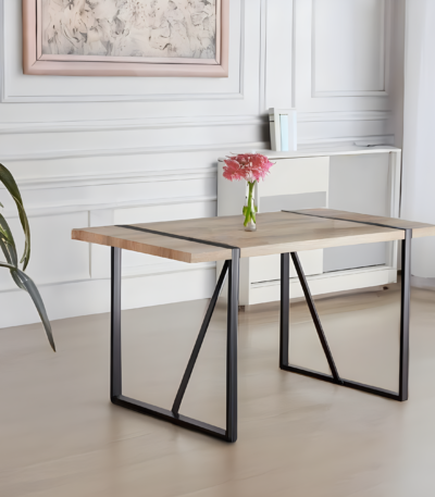 55″ Modern Rustic Industrial Dining Table for 4-6 People, Wood Color for OEM table manufacturing by VF Living