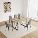 55" Modern Rustic Industrial Dining Table for 4-6 People, Wood Color - 图片 2
