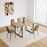 55" Modern Rustic Industrial Dining Table for 4-6 People, Wood Color - 图片 5