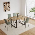 55" Modern Rustic Industrial Dining Table for 4-6 People, Wood Color - 图片 6