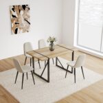 55" Modern Rustic Industrial Dining Table for 4-6 People, Wood Color - 图片 7