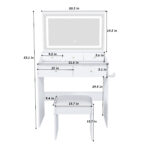 Large Mirror Vanity Desk with Power Outlet, 5 Drawers, White - 图片 6