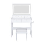 Large Mirror Vanity Desk with Power Outlet, 5 Drawers, White - 图片 8