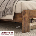 Full Size Wood Platform Bed Frame with LED Headboard and USB, Dark Brown - 图片 3