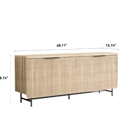 68″ Scandinavian Sideboard Buffet Cabinet with LED, Yellow for OEM sideboard cabinet manufacturing by VF Living