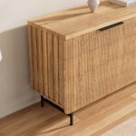 68" Scandinavian Sideboard Buffet Cabinet with LED, Yellow - 图片 5