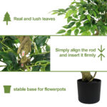 5.2FT Artificial Ficus Tree, Lifelike Faux Banyan Tree with Pot for Home, Office & Patio Decor - 图片 4